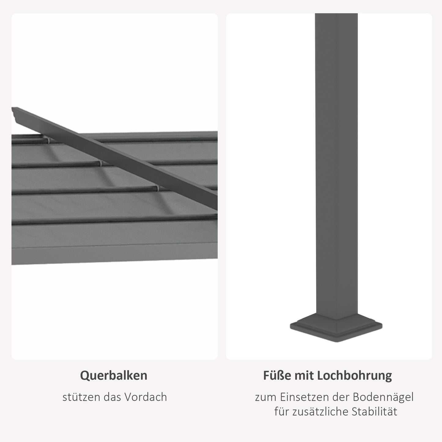 Outsunny Pergola, inklusive Befestigungsmaterial, ausziehbares Dach, 3,97 mx 2,95 mx 2,3 m, Dunkelgrau