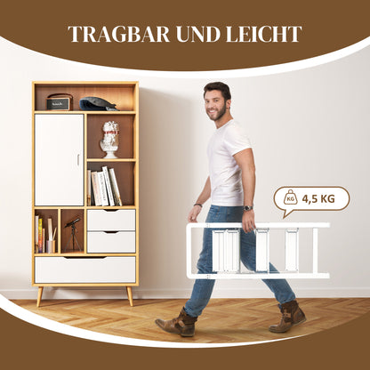 HOMCOM 3-stufige Trittleiter, Aluminum faltbar, rutschfeste Plattform, Weiß