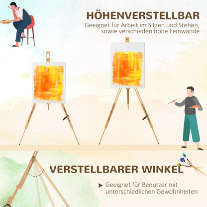 Vinsetto Staffelei, höhenverstellbar, klappbar, natürliches Buchenholz, für Leinwände bis 107H cm