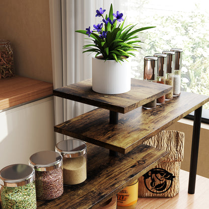 HOMCOM Küchenregal, Drehbar Mikrowellenregal mit 3 Ebenen, Industrielles Standregal Metall, 40 x 18 x 36,5 cm