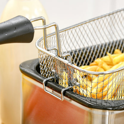 HOMCOM Fritteuse, 3 Liter, 2.000W Leistung, Klarsichtdeckel, kühler Griff, Schwarz