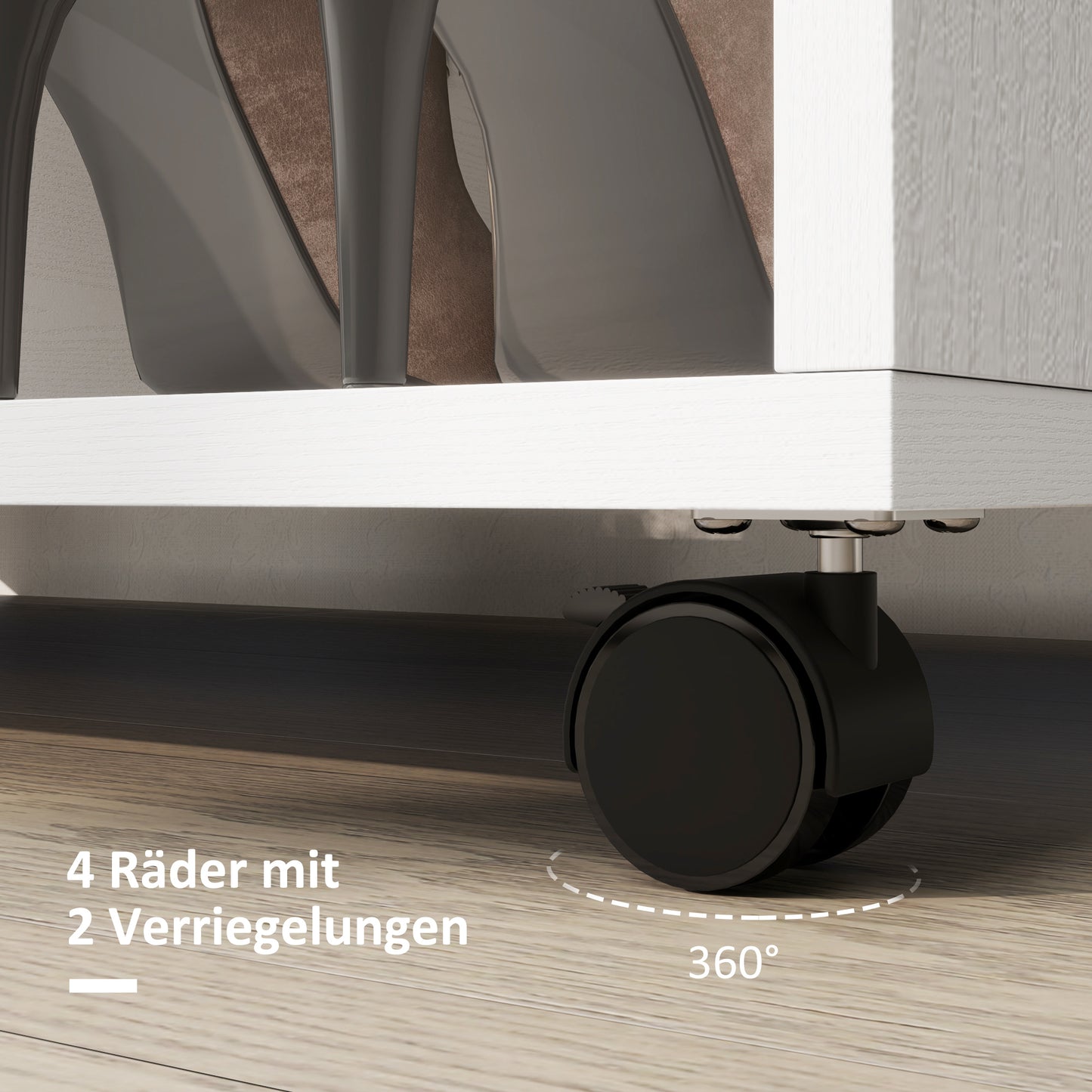 HOMCOM Kleiderschrank auf Rollen, mobile Garderobe, Garderobenschrank, Rollbarer Kleiderständer, 80 x 40 x 128 cm, Weiß