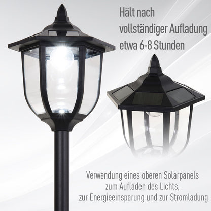 Outsunny Solar LED Gartenlaterne, Laterne aus Kunststoff, Außenleuchte für Innen and Außen 177 cm hoch, Gartenleuchte, 30/60 Lumen, für Garten Balkon Deko Schwarz