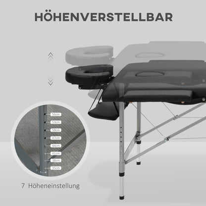 HOMCOM Massageliege klappbar, inkl. Gesichtsöffnung, Armlehnen, Handablagen, Massageliege mobil, 186 cm x 71 cm x 83 cm
