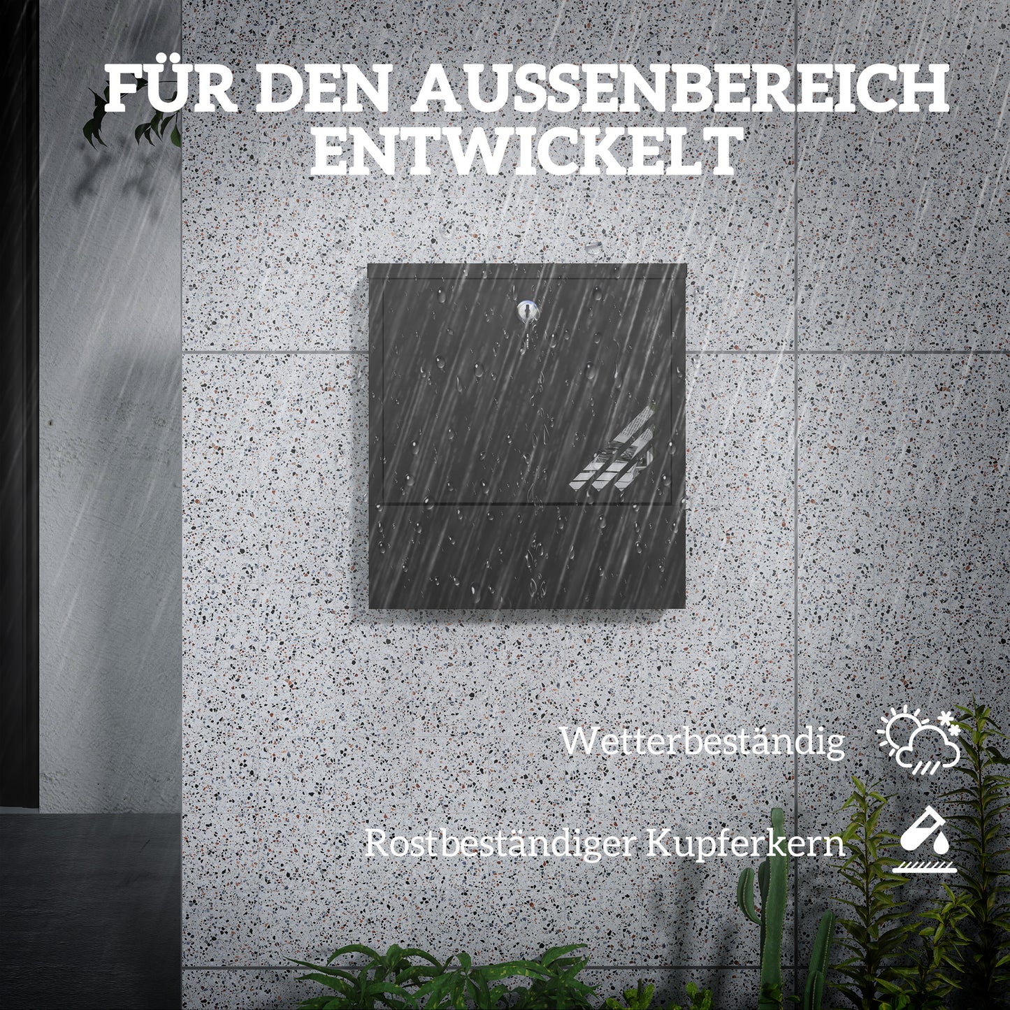 HOMCOM Briefkasten mit Sichtfenster, Wandmontage, abschließbar, Rost- und wetterfest, Grau