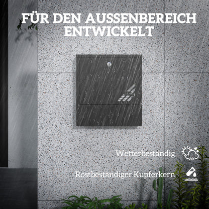 HOMCOM Briefkasten mit Sichtfenster, Wandmontage, abschließbar, Rost- und wetterfest, Grau
