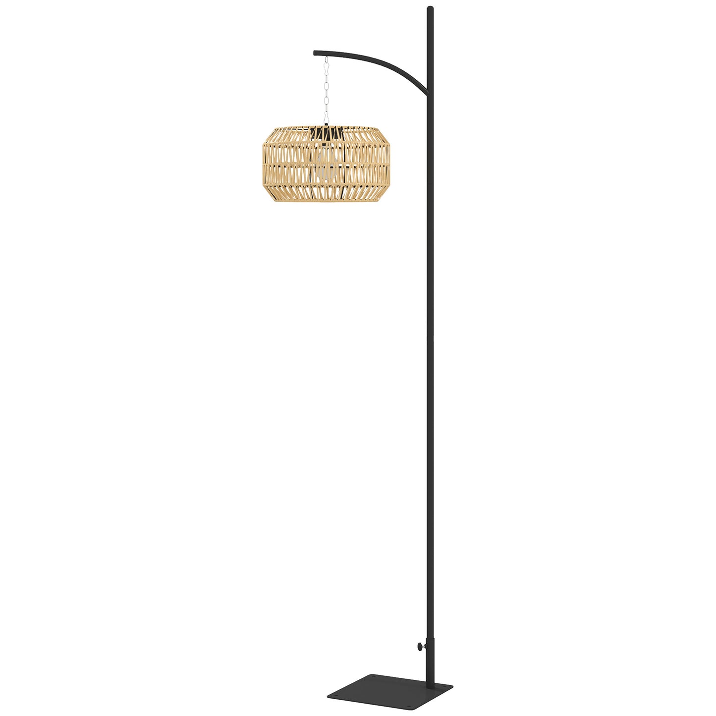 Outsunny Solar Stehlampe Rattan Solarlampen mit Lichtsensor Automatische Solarleuchte im Boho-Stil IP44 Schwarz+Gelb