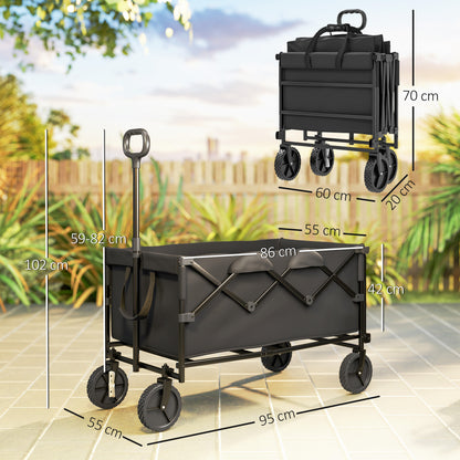 Outsunny Gartenwagen 100 kg belastbar klappbar Erweiterter Transportwagen mit herausnehmbare Plane Schwarz