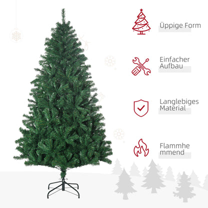 HOMCOM Künstlicher Weihnachtsbaum 180 cm künstlich Tannenbaum mit 1000 Spitzen Christbaum Weihnachtsdeko inkl. Metallständer für drinnen