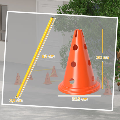 PawHut Agility Set Hunde 6-teiliges Agility-Ausrüstung för Hundetraining Steckhürdenset med 12 Kegel 6 Hürden Tragetasche