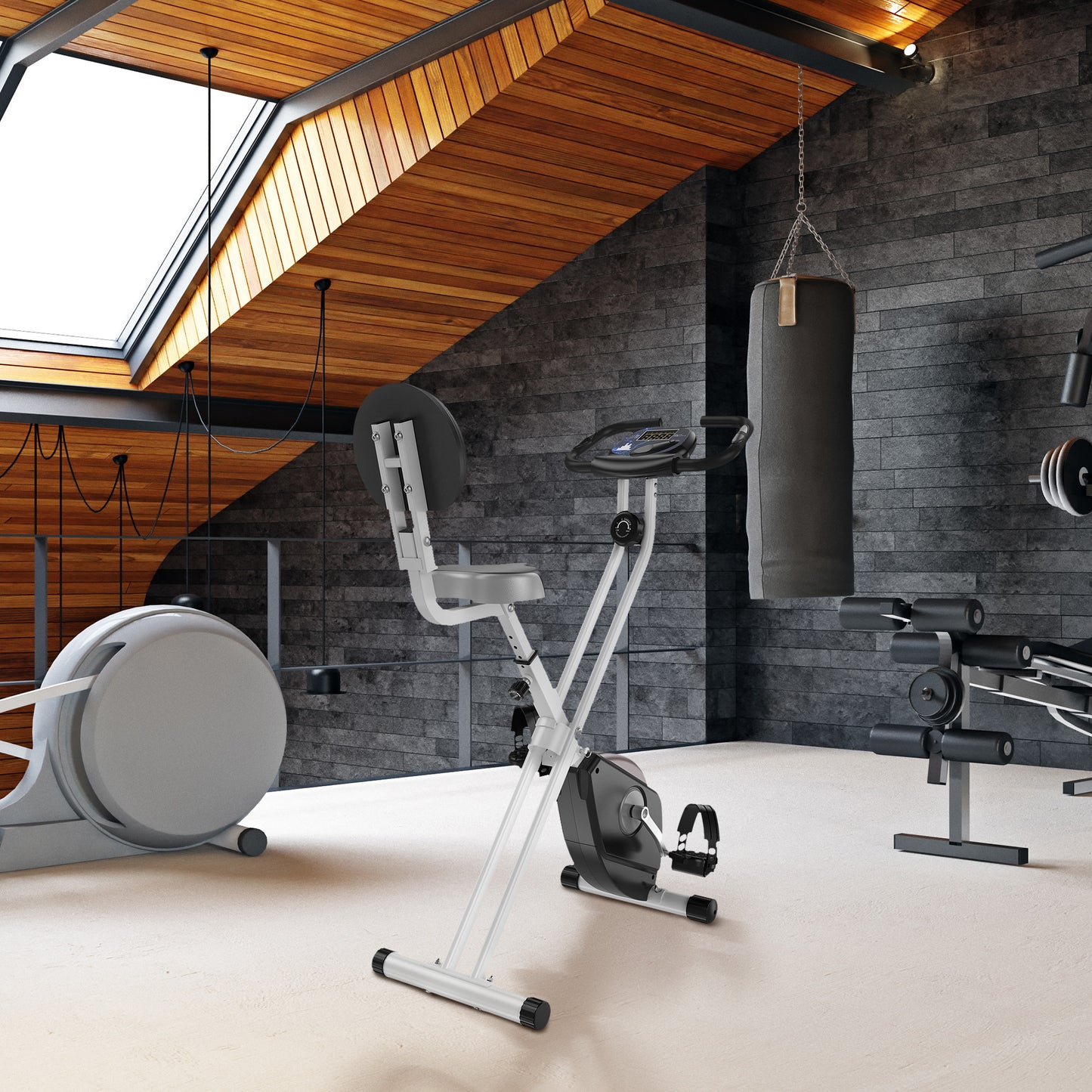 HOMCOM Heimtrainer Fahrradtrainer mit 8 stufig einstellbarem Magnetwiderstand höhenverstellbar Stahl Schwarz+Grau