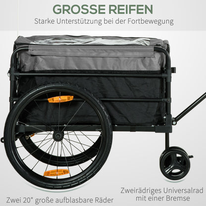 HOMCOM Lastenanhänger Bollerwagen 130 x 64 x 103 cm Stahl Schwarz+Grau
