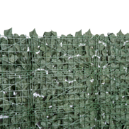 Outsunny Künstlicher Hecken Sichtschutz, UV Geschützt Sichtschutz, Grün Balkon Sichtschutz, Zaun Sichtschutzgitter mit Blättern, Hecken Zaun, WandKünstliche 300 x150 cm för Garten Hochzeit