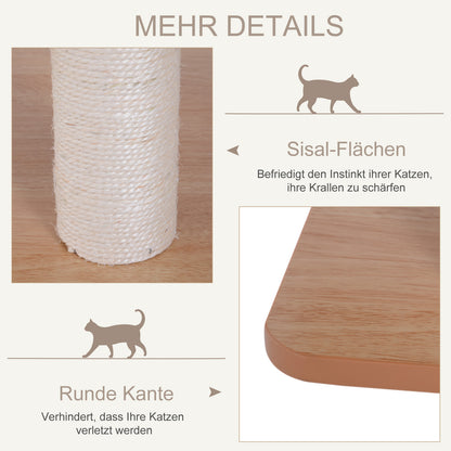 PawHut Katzenkratzbaum Katzenbaum Katzenspielzeug Kletterbaum Sisal Polster Liegefläche mit Ball Natur 71,5 x 49,5 x 120 cm