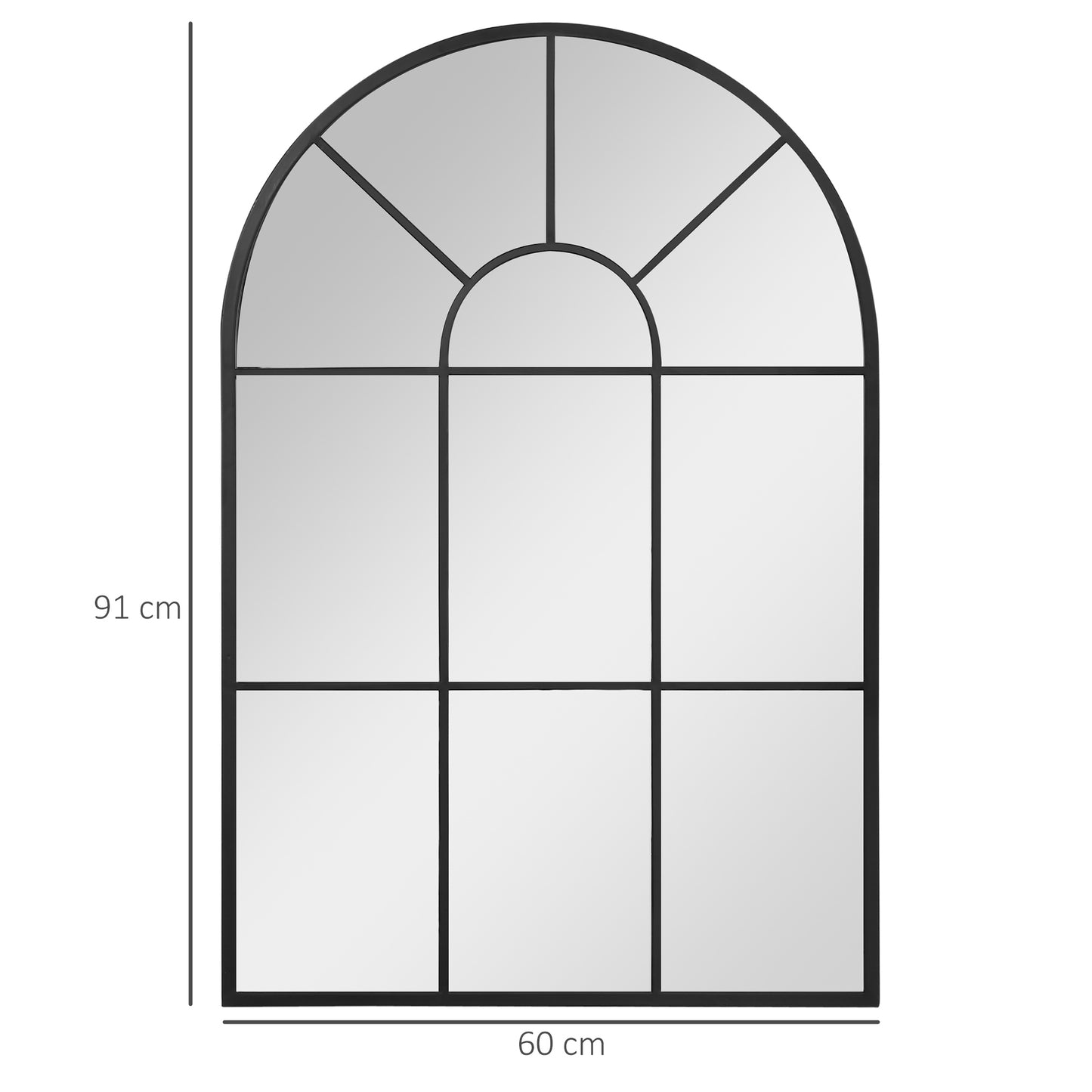 HOMCOM Fensterspiegel mit Metallrahmen, 91 cm x 2 cm x 60 cm Schwarz