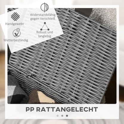 HOMCOM 3er-Set Aufbewahrungskörbe aus PE- Rattan, mit Verschluss, Tragegriffen, 35,5 cm x 28,5 cm x 18 cm, Grau