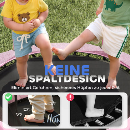HOMCOM Trampolin für Kinder, Ø140 cm, mit Sicherheitsnetz, für innen und außen, Stahl, Kunststoff, belastbar bis 50 kg, Rosa