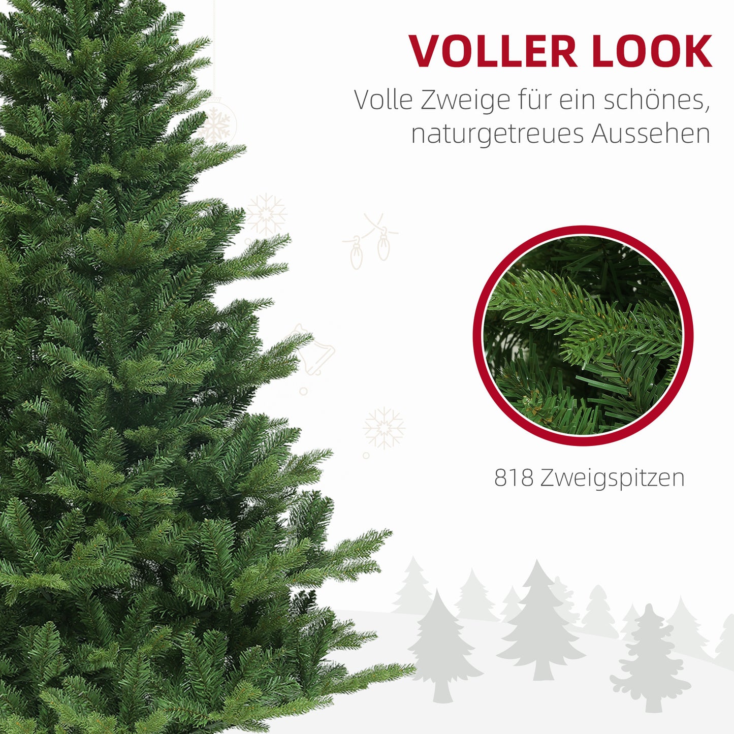 HOMCOM Weihnachtsbaum, Kunsttanne, naturgetreu, breit & üppig, 180 x Φ105 cm, Grün