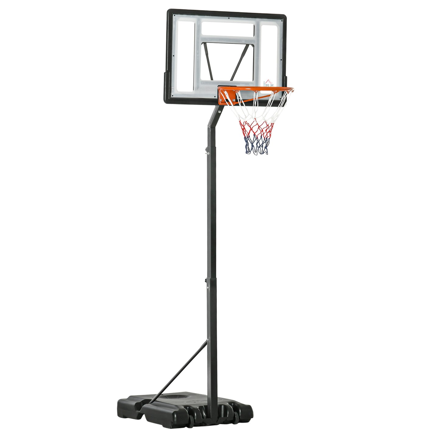 HOMCOM Basketballständer mit Rädern rollbar 210-260 cm höhenverstellbar Basketballkorb mit Ständer geeignet für den Außen- und Innenbereich Stahl Kunststoff Schwarz