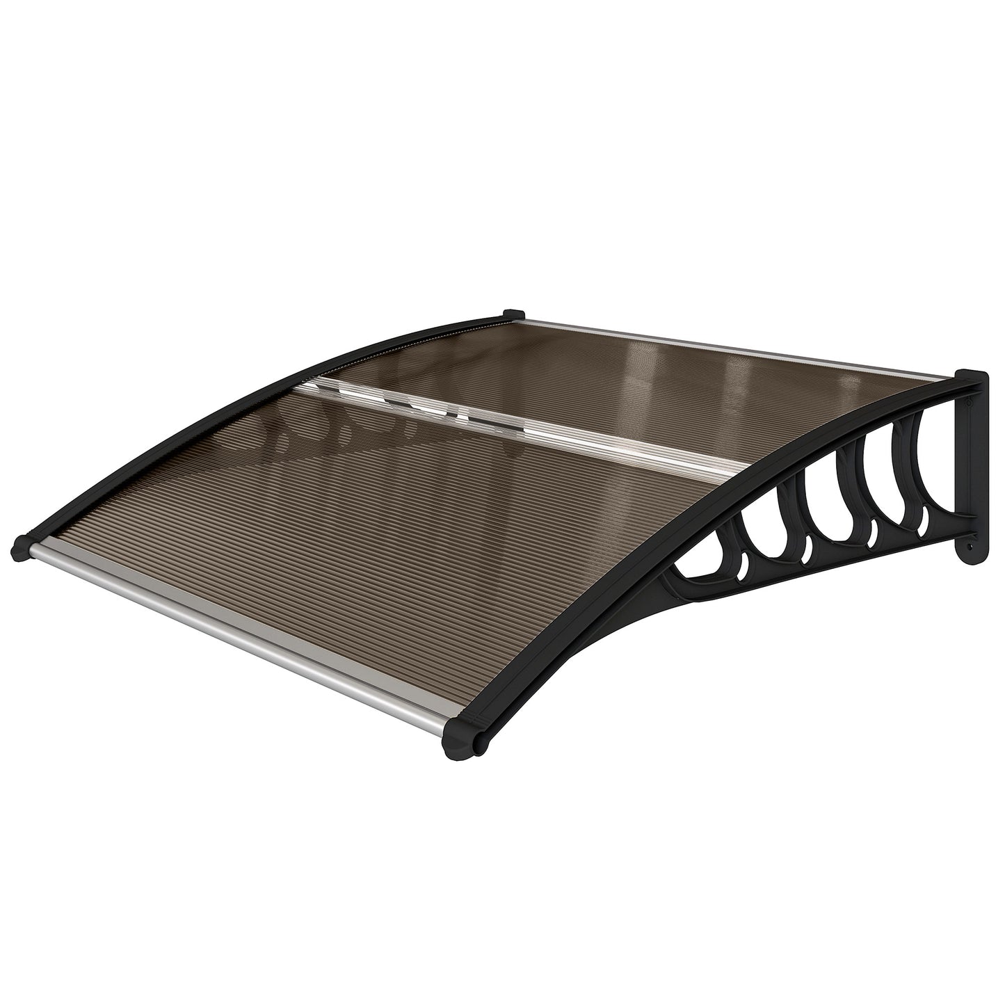 Outsunny Türüberdachung, Schutz vor Regen, Wind und Hagel, Polykarbonat, Aluminium, 103 x 96,5 x 27 cm, Braun