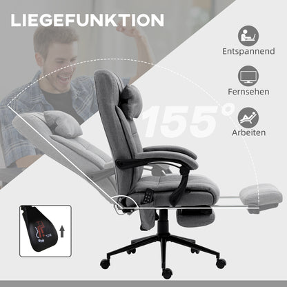 Vinsetto Bürostuhl mit Massagefunktion, ergonomisch, 66x76x112-120cm, Grau