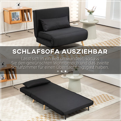 HOMCOM Relaxsessel mit Bettfunktion, für 1 Person, Modern-Design, bis 350 kg, 94x78x80cm, Schwarz