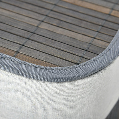 HOMCOM 100L Wäschekorb mit 3 Griffen, mit waschbarem Wäschesack, Bambus, Polyester, Baumwolle, Metall, 52 x 32 x 63 cm, Grau