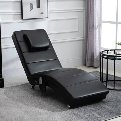 HOMCOM Relaxliege mit Massagefunktion Loungesessel Ergonomisch hohe Rückenlehn, mit Massagefunktion und Kissen mit Zero-G Design Lounge Sessel Kunstleder Metall Schaumstoff Schwarz 58 x 163 x 87 cm
