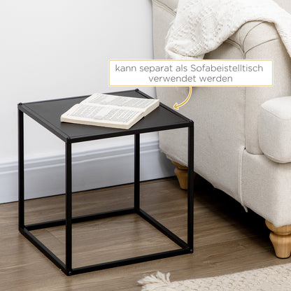 HOMCOM Beistelltisch, Couchtisch, Satztisch, 2er-Set, modernes Design, Stahlrahmen, schwarz, 40 x 40 x 40cm