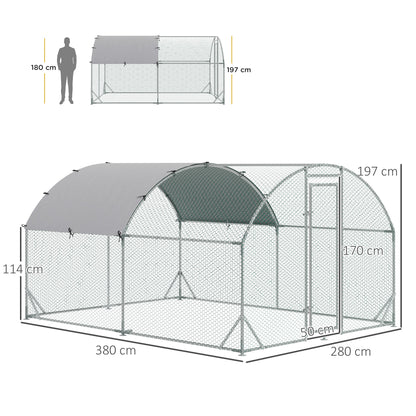 PawHut Gehege für Kleintiere, Outdoor-Freilaufgehege für Hühner, Kaninchen, Enten, stabile Konstruktion, Stahl und Oxford-Stoff