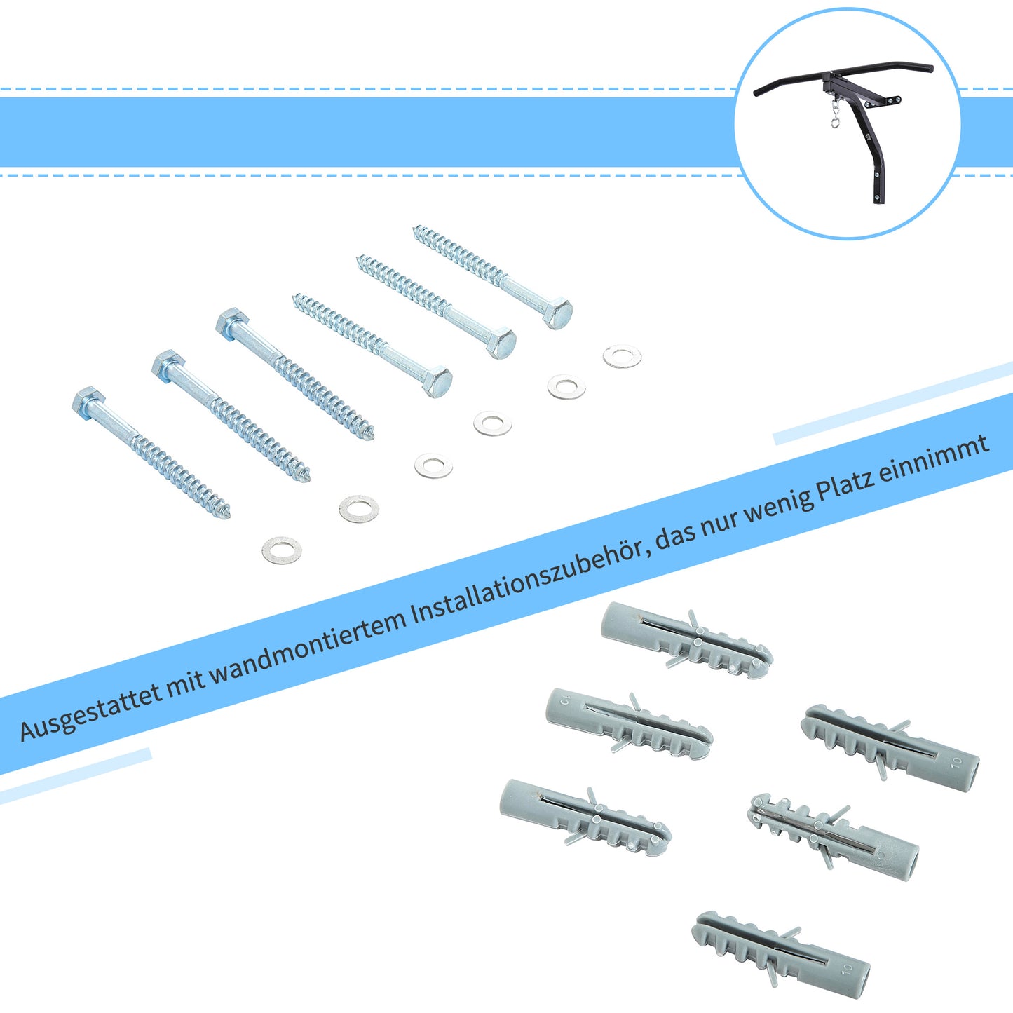HOMCOM Boxsackhalterung Wandhalterung Boxsack Sandsack Halterung Tragkraft Stahl Schwarz 93 x 47 x 51 cm