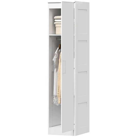 HOMCOM Kleiderschrank Mehrzweckschrank mit Kleiderstange, Regal, Soft-Close-Tür 40 x 52 x 180 cm Weiß
