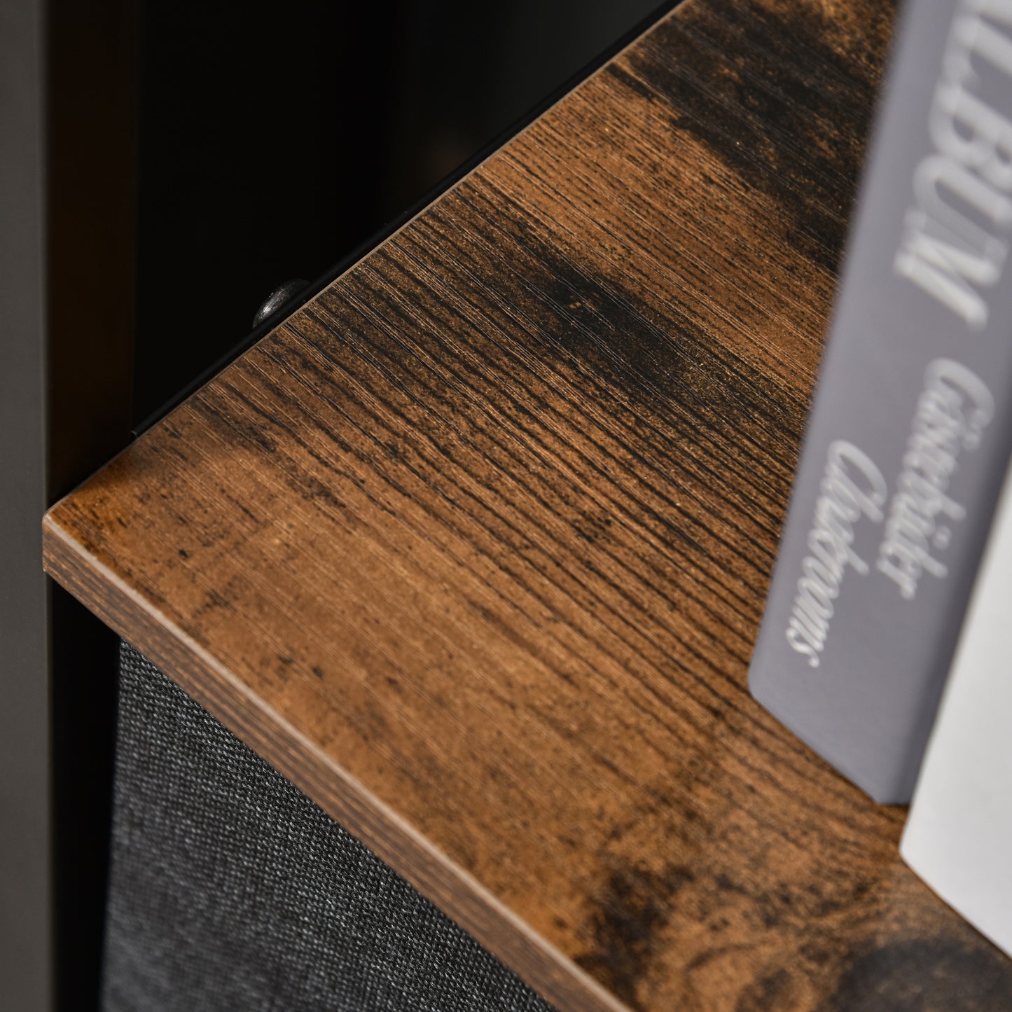 HOMCOM Kommode mit 3 Schubladen aus Leinen Aufbewahrungsschrank mit Ablage Griffen Schwarz