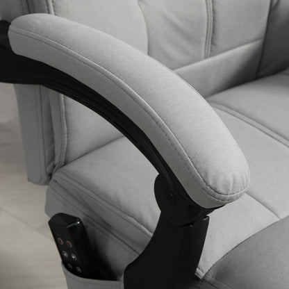 Vinsetto Bürostuhl mit Massagefunktion & Heizfunktion, Fußstütze, bis 120 kg, Grau