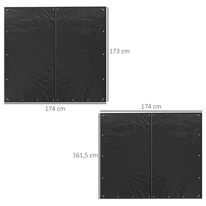 Outsunny Abdeckung für Brennholzregal, 2er-Set, wetterfest &amp; staubdicht, 174x173 &amp; 174x161,5, Schwarz