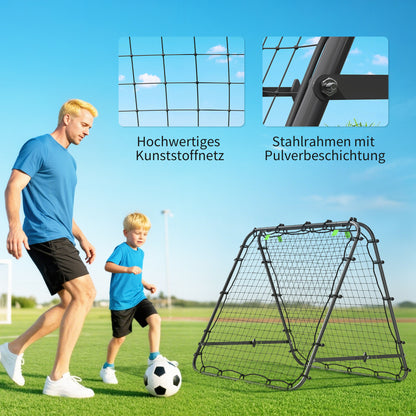 HOMCOM Fußballtor, verstellbar, klappbar, Metallrahmen, 100 x 68-95 cm, Schwarz