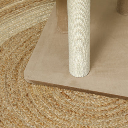 PawHut Kratzbaum mit 2 Etagen, Spielball, Kratzstämmen, Kratzkugeln, bis 7 kg, 56 x 54 x 86 cm, Braun