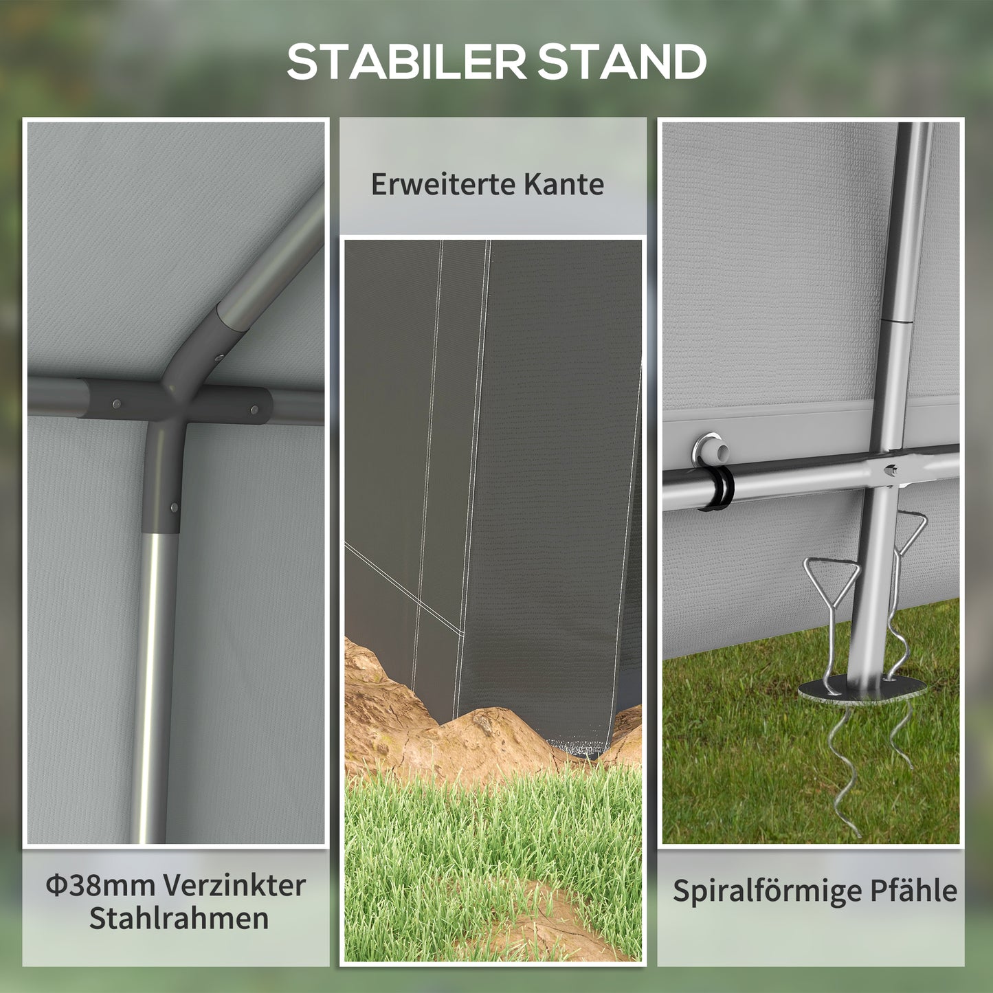 Outsunny Wetterfestes Gartenzelt, UV-beständig, Belüftungsfenster, Stahlrahmen, 210x360x235 cm, Dunkelgrau