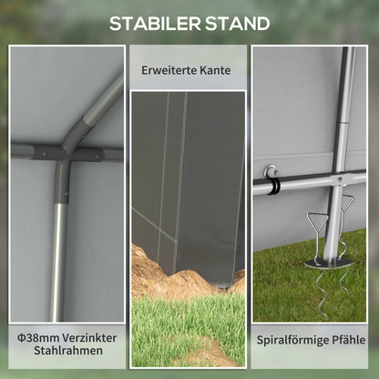 Outsunny Wetterfestes Gartenzelt, UV-beständig, Belüftungsfenster, Stahlrahmen, 210x360x235 cm, Dunkelgrau