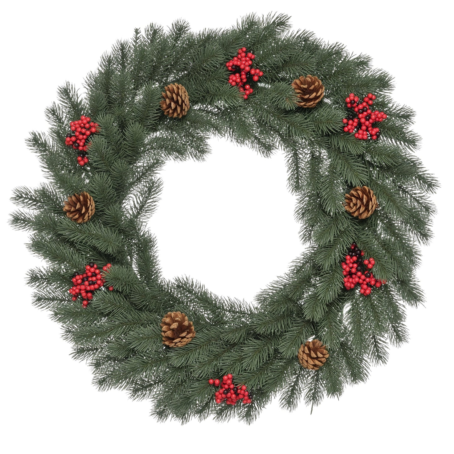 HOMCOM Tannenkranz Türkranz Weihnachtskranz Rückseite mit aufhänge Öse PE Grün Ø60 x 8 cm