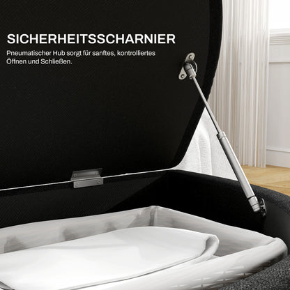 HOMCOM Hocker mit Stauraum, Sitztruhe, gepolstert, soft-close Deckel, Samtoptik, 120 x 46 x 42 cm, Dunkelgrau