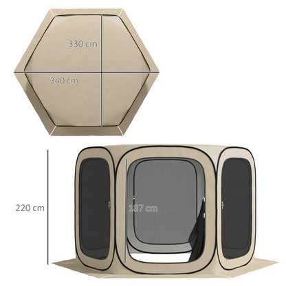 Outsunny Pop-up-Campingzelt, tragbar, UPF50+ Schutz, Netz-Seiten, Stahldraht, Khaki