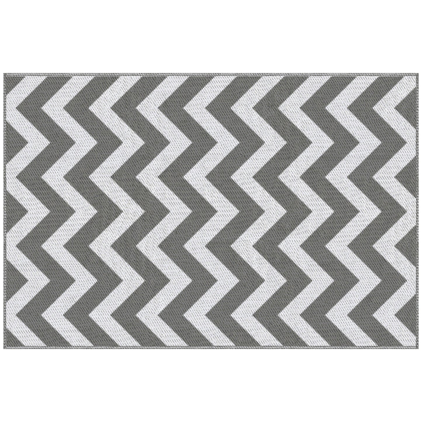 Outsunny Outdoor-Teppich, wasserdicht, doppelseitiges Design, hochwertige Kunststofffaser, hellgrau+weiß, 121 x 182 cm