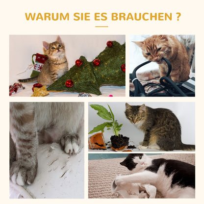 PawHut Katzenhaus mit Hängematte, Katzenkiste mit Sisalstamm, Katzenhöhle, Katzenbaum, Katzenaktivitätszentrum, Tannenholz, Natur, 70 x 35 x 60 cm