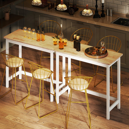 HOMCOM Bartisch, Eichenoptik, kompakt, Platz für 2 Personen, Naturholz+Weiß