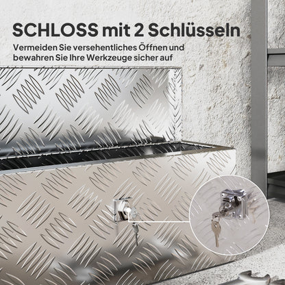 HOMCOM Gerätekasten Aufbewahrungskiste aus Aluminium mit Schloss und Schlüsseln 50 x 15,5 x 20,5 cm