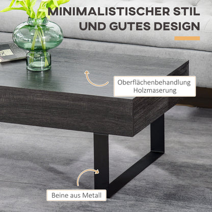 HOMCOM Couchtisch Wohnzimmertisch mit Schublade Modern Sofatisch mit Metallrahmen Beistelltisch Kaffeetisch für Wohnzimmer 110 x 60 x 40 cm, Dunkelgrau