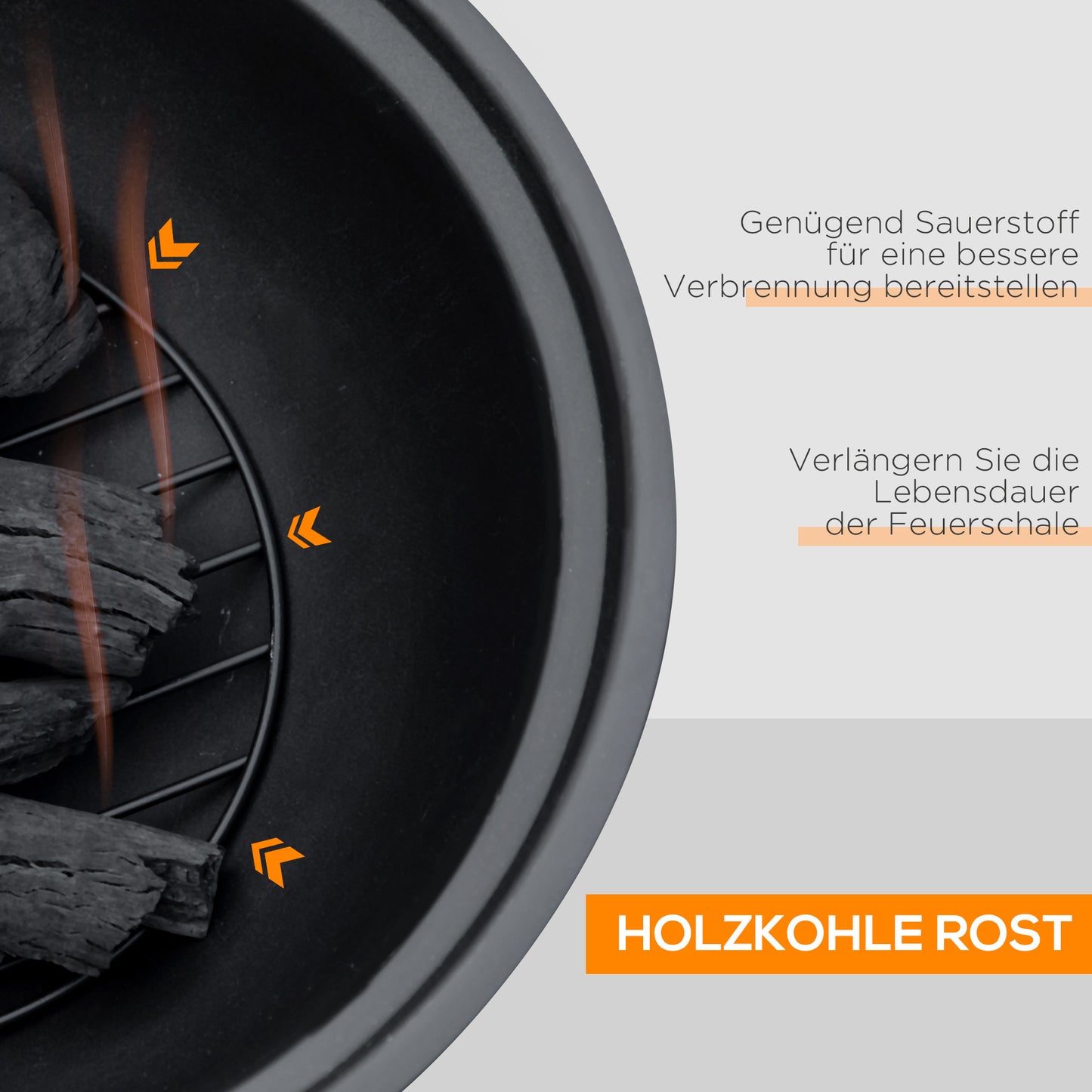 Outsunny Feuerschale im Baumstumpf-Design, Funkengitter, Kohlerost, Schürhaken, Ø61,5 x 39 cm
