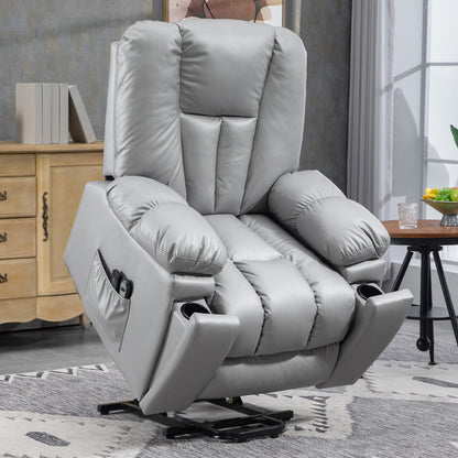 HOMCOM Massagesessel Relaxsessel Seniorensessel, Fernbedienung, Seitentaschen, 94 cm x 96 cm x 106 cm, Dunkelgrau