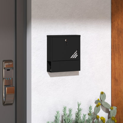 HOMCOM Briefkasten mit Sichtfenster, Wandmontage, abschließbar, Rost- und wetterfest, Grau